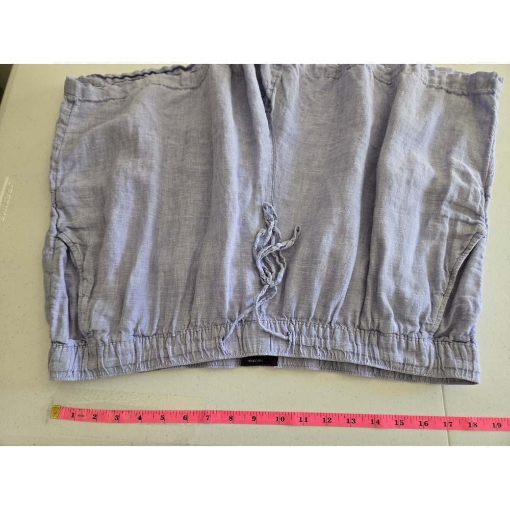 Tahari Womens 2X Shorts 100% Linen Elastic Drawstring Relaxed Blue Travel - Picture 5 of 7